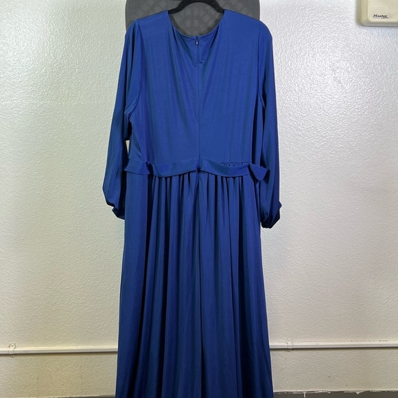 Eliza J Women's Blue Gown Style Social Knit Long Sleeve Vneck Dress Size 20W - Picture 8 of 11